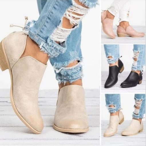Women's Martin Boots 2022 Autumn Pointed Suede Thick Heel Booties Women Plus Size 43 Zipper Heeled Ankle Boots Botas De Mujer
