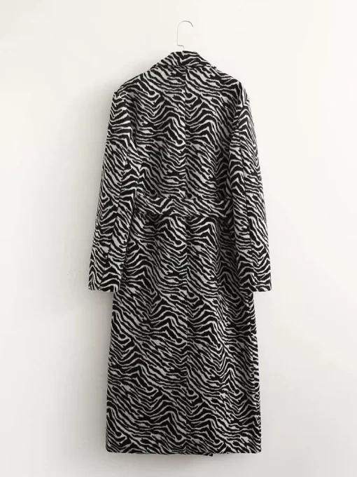 XNWMNZ Fashion Zebra stripe print winter long coat women with belt Double breasted thick warm soft.jpg