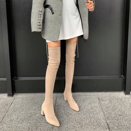 Women’s Fall Winter New Fashion Over The Knee Warm Long Bootsmain image0Sexy High Boots Women 2022 Winter New Fashion Over The Knee Warm Botas Mujer Suede Lace