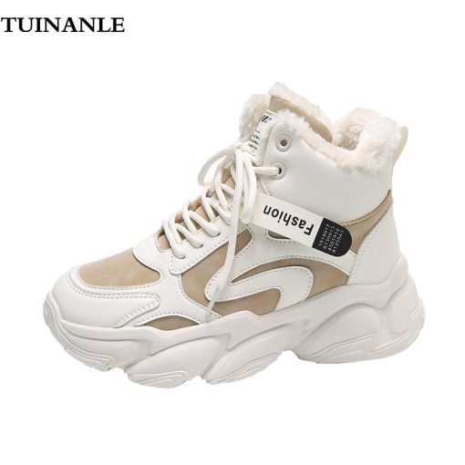 Women’s Warm Plush Chunky Ankle Sneakersmain image0TUINANLE Ankle Snow High Top Sneakers Woman Female PU Plush Winter Shoes for Women Platform Warm