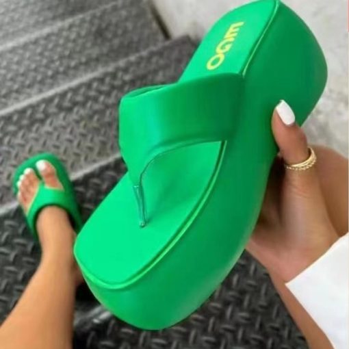 Women’s Thick Sole Slippersmain image0Women Slippers Platform Wedges Flip Flops Summer Casual Cozy Slides Designer Beach Dress Sandals 2022 Fashion