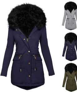 Women’s Winter Faux Fur Hood Mid-length Warm Coatsmain image0Women Winter Long Sleeve Faux Fur Hood Mid length Warm Coat Parka Snow Outerwear