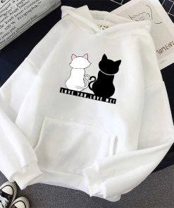 Women’s Fall Winter Cute Cat Print Love You Love Me Hoodies Sweatshirtsmain image0sudadera mujer Harajuku Hoodie Women s Fall Cute Cat Print Long Sleeve Kawaii Sweatshirt Unisex Casual