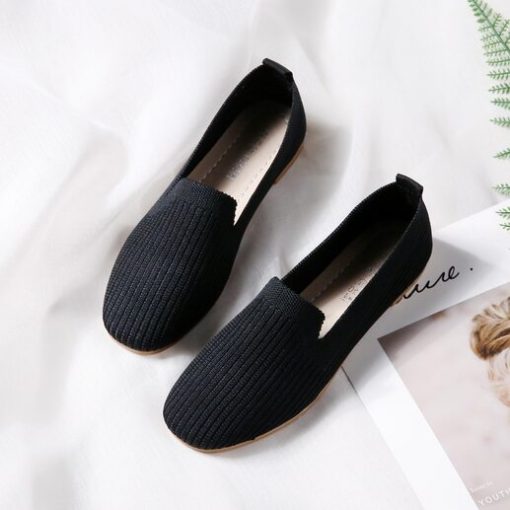 Women’s Breathable Knitted Loafers Shoesmain image1Pointed Toe Flats Ladies Flat Shoes Ballet Breathable Knit Mocasines De Mujer Gestante Bailarinas De Mujer