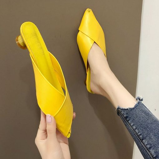 Women’s Fashion Pointed Toe Slip-Ons Sandalsmain image2Fashion women pointed toe red pu leather high heel shoes for summer lady party night club