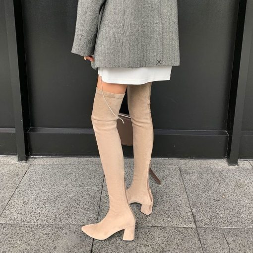 Women’s Fall Winter New Fashion Over The Knee Warm Long Bootsmain image2Sexy High Boots Women 2022 Winter New Fashion Over The Knee Warm Botas Mujer Suede Lace