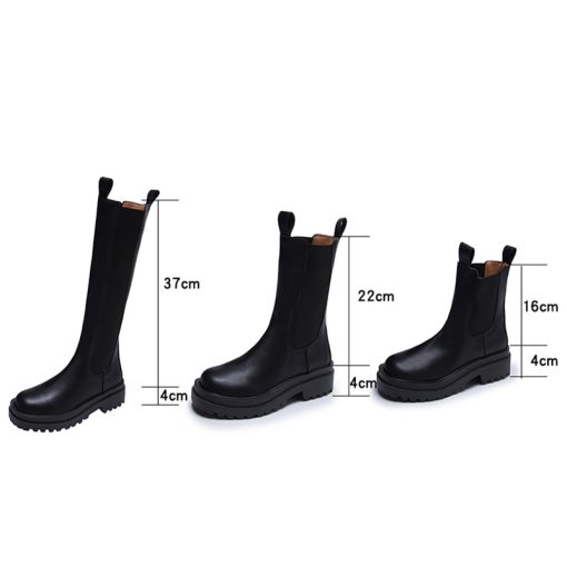 Women’s Fall Winter PU Leather Plush Black Bootsmain image2TUINANLE Chelsea Boots Chunky Boots Women Winter Shoes PU Leather Plush Ankle Boots Black Female Autumn