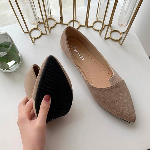 Women’s Flat Fashion Pointed Toe Ballet Loafersmain image335 40 Leather Shoes Splice Color Shoe Ballerina Slip on Shoes Women Flats 2020 Fashion Pointed