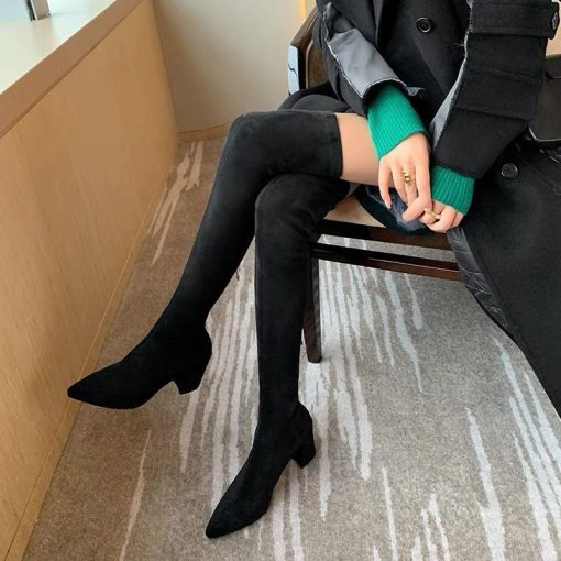 Women’s Fall Winter New Fashion Over The Knee Warm Long Bootsmain image3Sexy High Boots Women 2022 Winter New Fashion Over The Knee Warm Botas Mujer Suede Lace