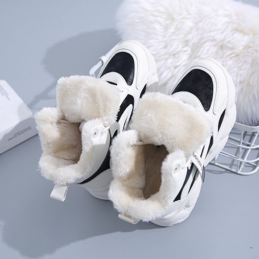 Women’s Warm Plush Chunky Ankle Sneakersmain image3TUINANLE Ankle Snow High Top Sneakers Woman Female PU Plush Winter Shoes for Women Platform Warm