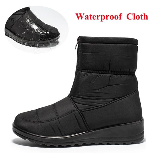 Women’s Warm Plush Waterproof Snow Bootsmain image3Waterproof Snow Boots for Women 2021 Winter Warm Plush Ankle Booties Front Zipper Non Slip Cotton