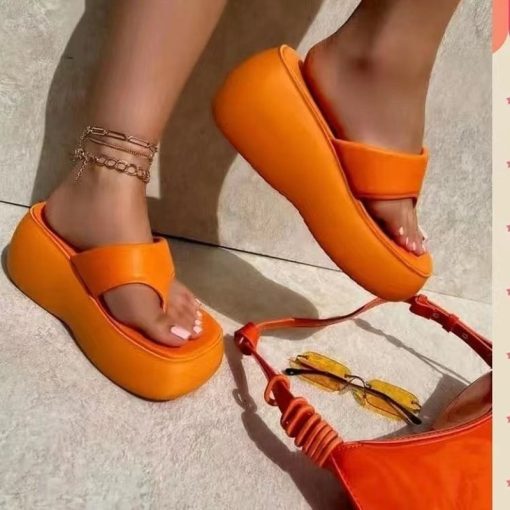 Women’s Thick Sole Slippersmain image3Women Slippers Platform Wedges Flip Flops Summer Casual Cozy Slides Designer Beach Dress Sandals 2022 Fashion