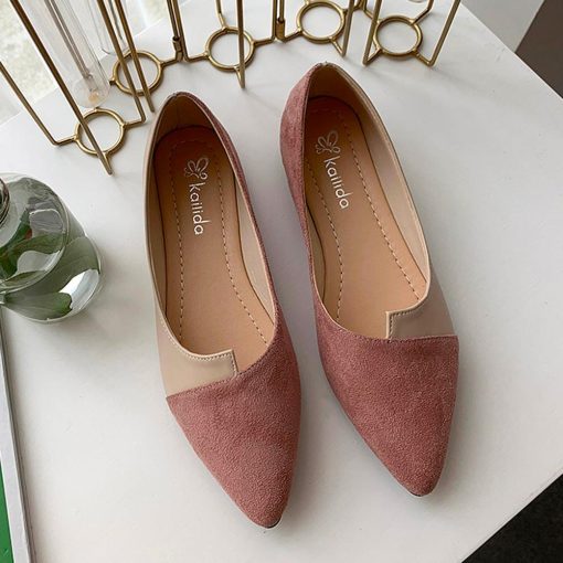 Women’s Flat Fashion Pointed Toe Ballet Loafersmain image435 40 Leather Shoes Splice Color Shoe Ballerina Slip on Shoes Women Flats 2020 Fashion Pointed