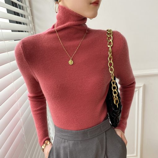 main image02021 Autumn Winter Women Sweater Turtleneck Cashmere Sweater Women Knitted Pullover Fashion Keep Warm New Long