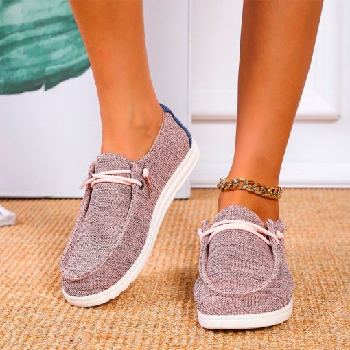 main image02021 New Women Shoes Sneakers Knitted Mesh Dude Flats Large Size Ladies Slip on Mujer Zapatill