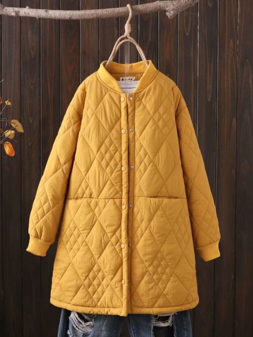 main image02022 Winter Fashion New Coats Demi season Jacket for Women Yellow Jackets Loose Oversize Tops Padded
