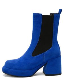 main image02023 New Women Stretch Ankle Boots Cozy Square Heel Platfrom Chelsea Boots Fashion Classic Retro Western