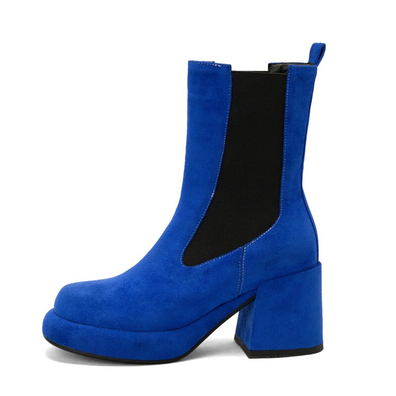 Women’s Cozy Square Heel Platform Chelsea Ankle Boots – Miggon