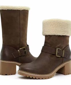 main image0Autumn and Winter New Plush Warm Fashion Flange Block Heel Thick Sole Two Wear Snow Cowboy