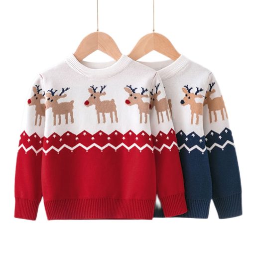 main image0Baby Sweaters Christmas Clothing Autumn Winter Kids Boys Girls Clothes Sweater Cartoon Print Long Sleeve Knit