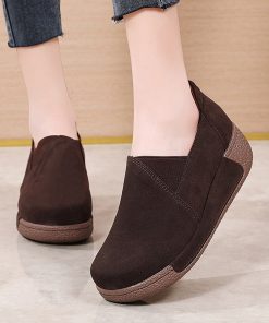main image0Comemore 2022 Trend Spring New Leather Sneakerswith Platform Fashion Thick Bottom Slip on Shoes Women s