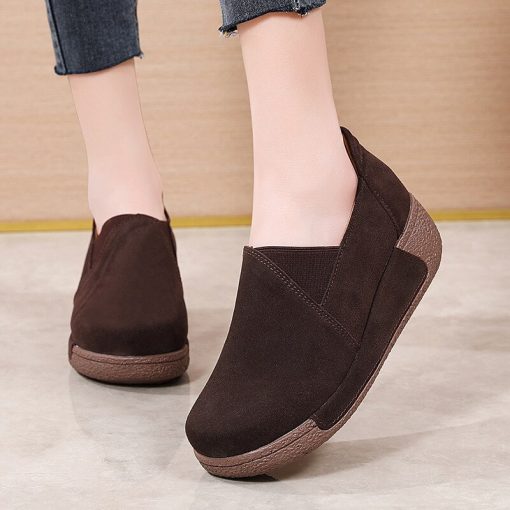main image0Comemore 2022 Trend Spring New Leather Sneakerswith Platform Fashion Thick Bottom Slip on Shoes Women s