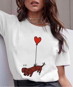 main image0Dachshund Pug Teckel Funny T Shirt 2021 Summer Women Harajuku Cute dog T shirt Pit Bull