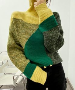 main image0Fashion Tops 2022 Women Korean Fashion Autumn Winter New Turtleneck Sweater Loose Long Sleeve Knitted Sweater