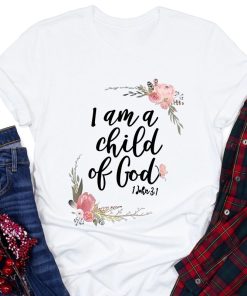 main image0I Am A Child of God Letter Print T Shirt Women Short Sleeve O Neck Loose