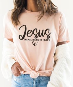main image0Jesus The Way The Truth The Life Religious T Shirts Women Cotton Motivational Clothes Easter Tshirts