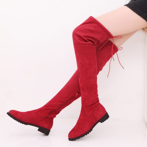 main image0Korean Style Women s Boots Over The Knee Suede Thigh High Long Boots Winter Shoe For