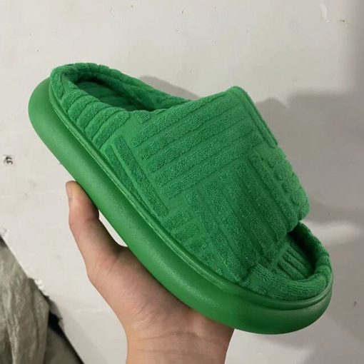 main image0Luxury Brand Peep Toe Slippers Green Slides for Women Flat Shoes Outwear Flip Flop Platform Zapatillas