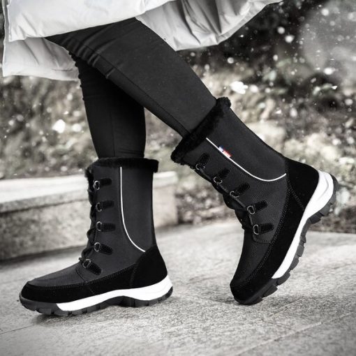 main image0Moipheng Women Winter Boots 2022 New Fashion Waterproof Cloth Black Women Shoes Hot Warm Plush Snow