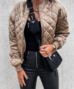 New Autumn Winter Women's Tops Solid Color Short Zipper Jackets, Cotton Jackets, Fashionable and Casual Jackets for Women Coat