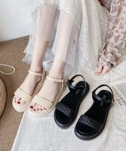 main image0Roman Sandals Women s Summer 2022 New Thick soled Student Fashion Heightening Wedge Flat Shoes for
