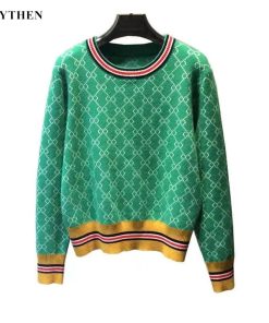 main image0SAYTHEN Autumn And Winter New Loose Knit Sweater Korean Style Pullover Round Neck Geometric Clash Jacquard