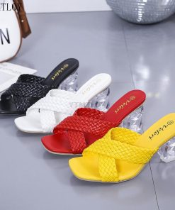 main image0Slippers Women Cross Strap Summer Slides Shoes Ladies Mules Square Toe 2021 Indoor Ytmtloy House Zapatillas