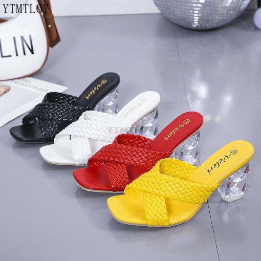 main image0Slippers Women Cross Strap Summer Slides Shoes Ladies Mules Square Toe 2021 Indoor Ytmtloy House Zapatillas
