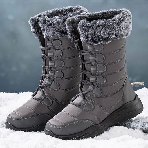 main image0Women Boots 2022 New Winter Boots For Women Super Warm Snow Boots Lace Up Flat Bottine