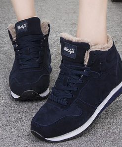 main image0Women Boots Casual Ankle Boots For Winter Shoes Women Warm Fur Winter Sneakers Couple Black Botas