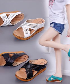 main image0Women Wedges Slippers Sandals Summer Shoes Woman Platform Sandals Cut out Style Soft Sole Slip on