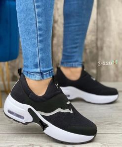 main image0Women s Shoes 2022 Autumn Large Size Round Toe Thick Sole Flying Woven Colorblocking Casual Women