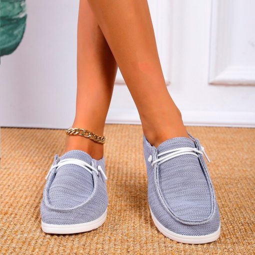 main image12021 New Women Shoes Sneakers Knitted Mesh Dude Flats Large Size Ladies Slip on Mujer Zapatill