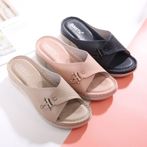 main image12021 Summer Shoes Women Slippers Thick Sole Women Slippers Flat Summer Holiday Shoes Soft Slides Pink