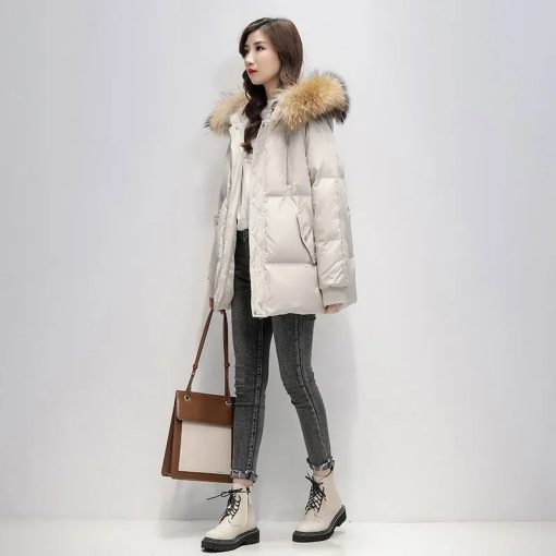 New Warm Thicken Loose Down Jacket Women Winter Short Jacket Hooded Fur Collar Cotton Coat Korean Female Parkas Basic Coat