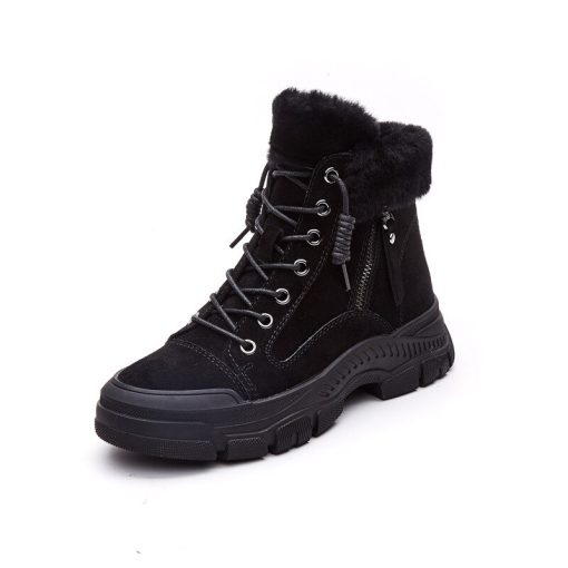 main image12022 Winter Shoes Women Snow Boots Thick Sole Warm Plush Cold Winter Shoes Genuine Leather Suede