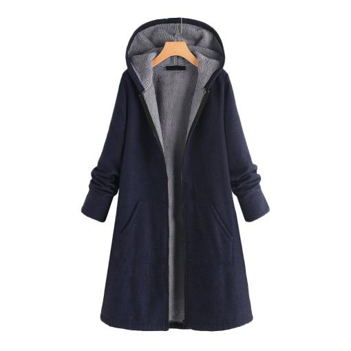 main image1Autumn and Winter New Padded Jacket Plus Velvet Thickened Hooded Padded Jacket Long Ladies Warm Padded
