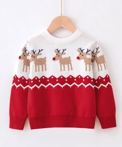 main image1Baby Sweaters Christmas Clothing Autumn Winter Kids Boys Girls Clothes Sweater Cartoon Print Long Sleeve Knit