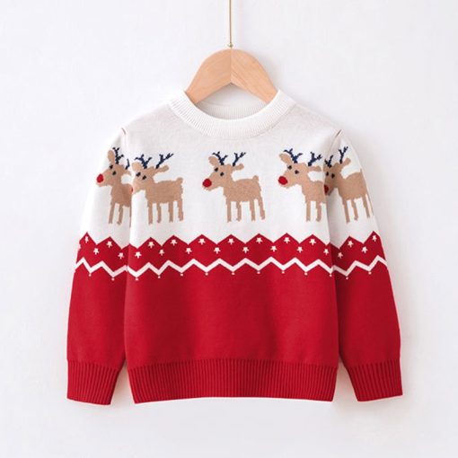 main image1Baby Sweaters Christmas Clothing Autumn Winter Kids Boys Girls Clothes Sweater Cartoon Print Long Sleeve Knit