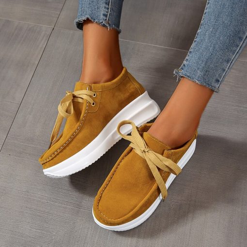 main image1Chunky Sneakers Women 2021 New Solid Color Thick Bottom Lace Up Walking Women s Shoes Female